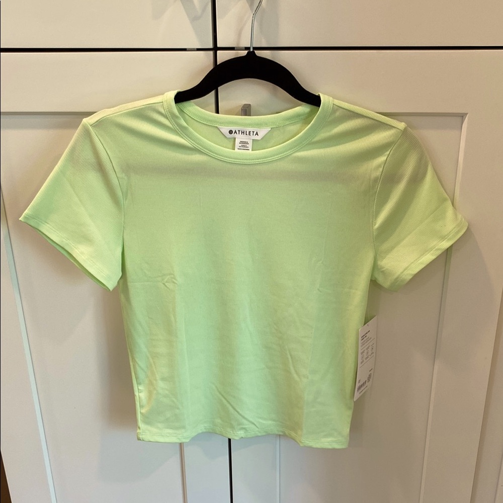 NWT Athleta Mint Green Ribbed Cropped Tee - Small